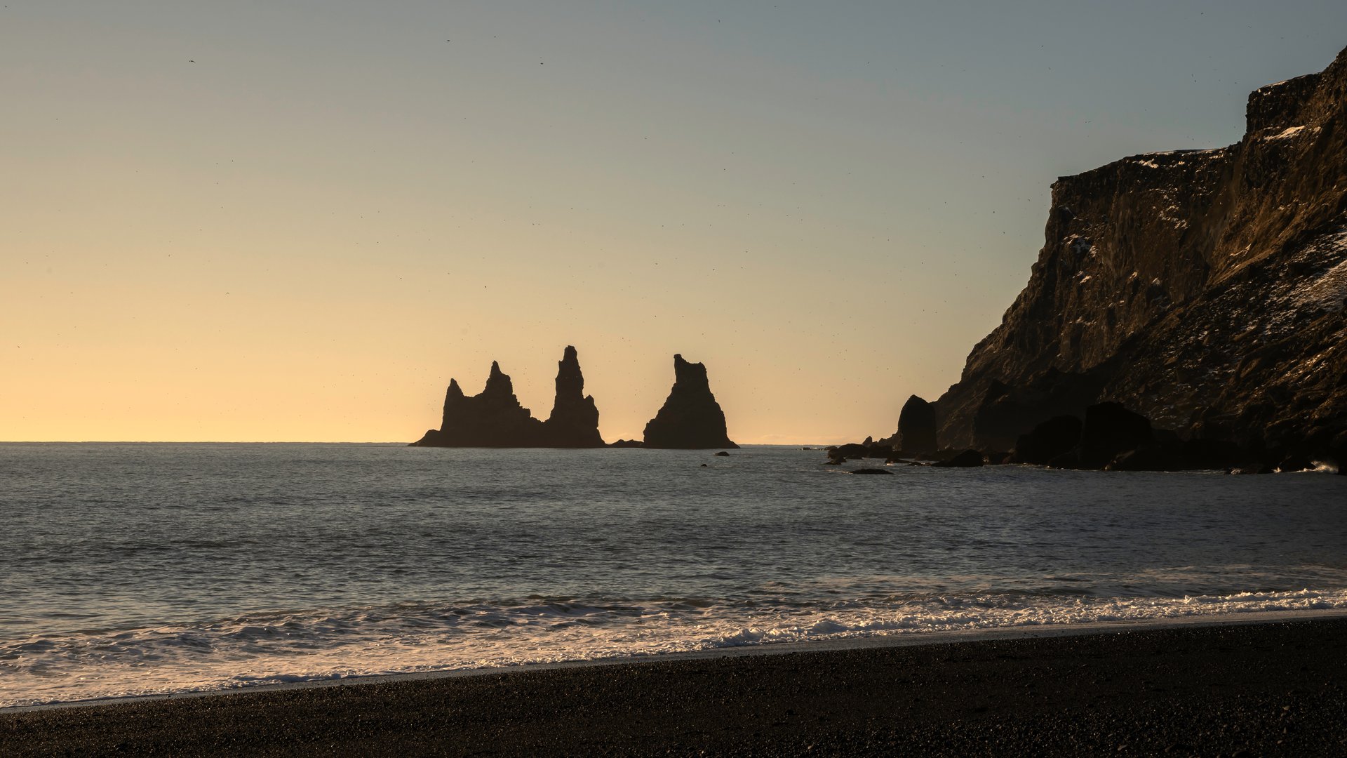 Iceland South Coast - Black sand beach and waves
