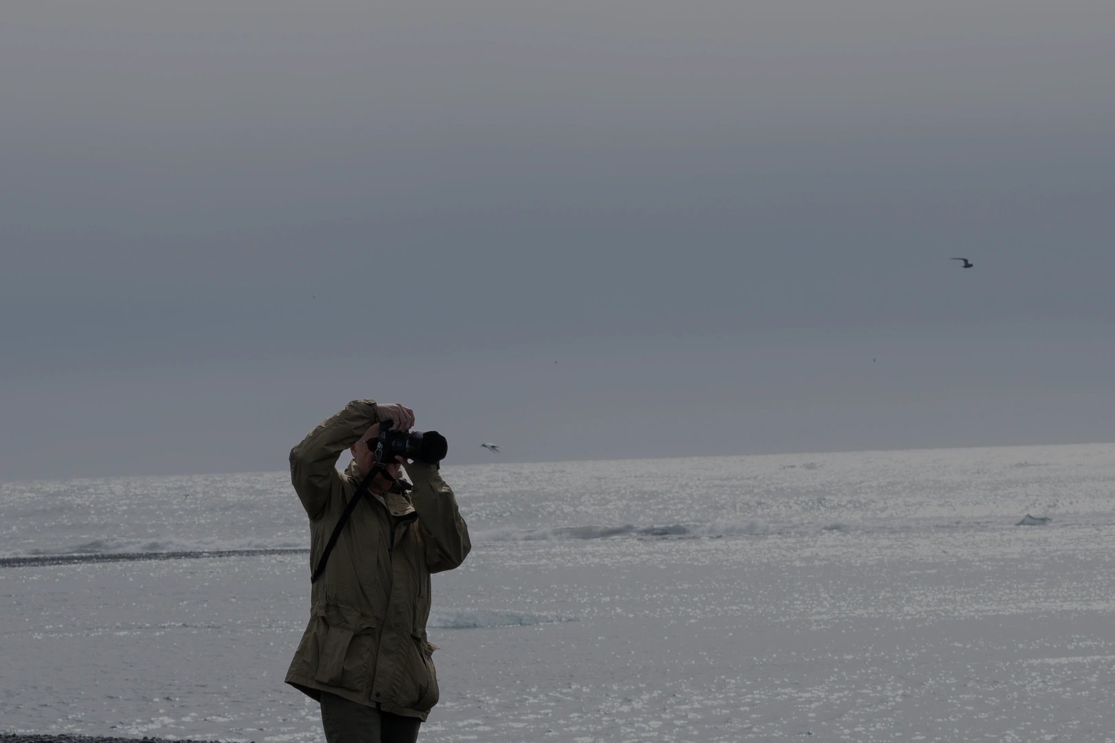 Scenic Iceland landscape with properly dressed travelers