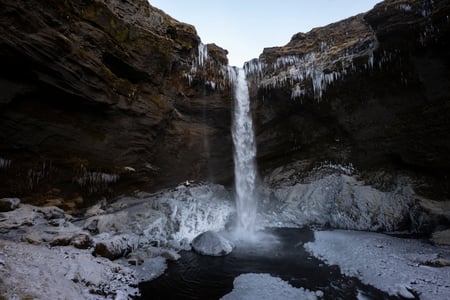 The waterfall of Kvernufoss, seen during our south coast tour