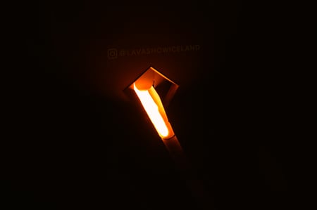 Some lava is slowly coming out of the wall of the Lava Show