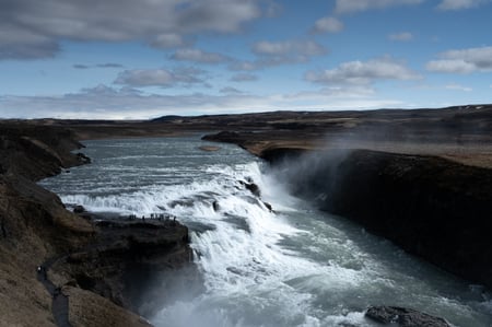 Gorgeous, immense Gullfoss waterfall on a golden circle tour
