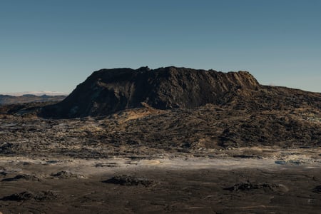 A dark volcanic crater