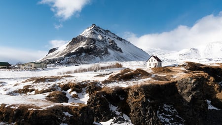 Arnarstapi village in the winter time