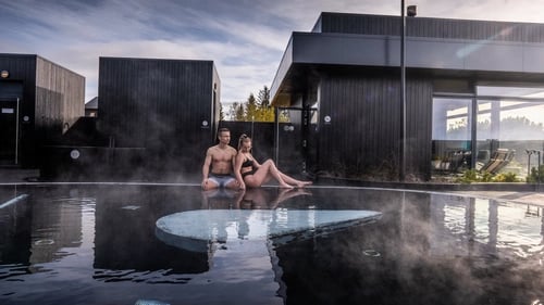 Krauma Geothermal Baths modern facility with mountain views